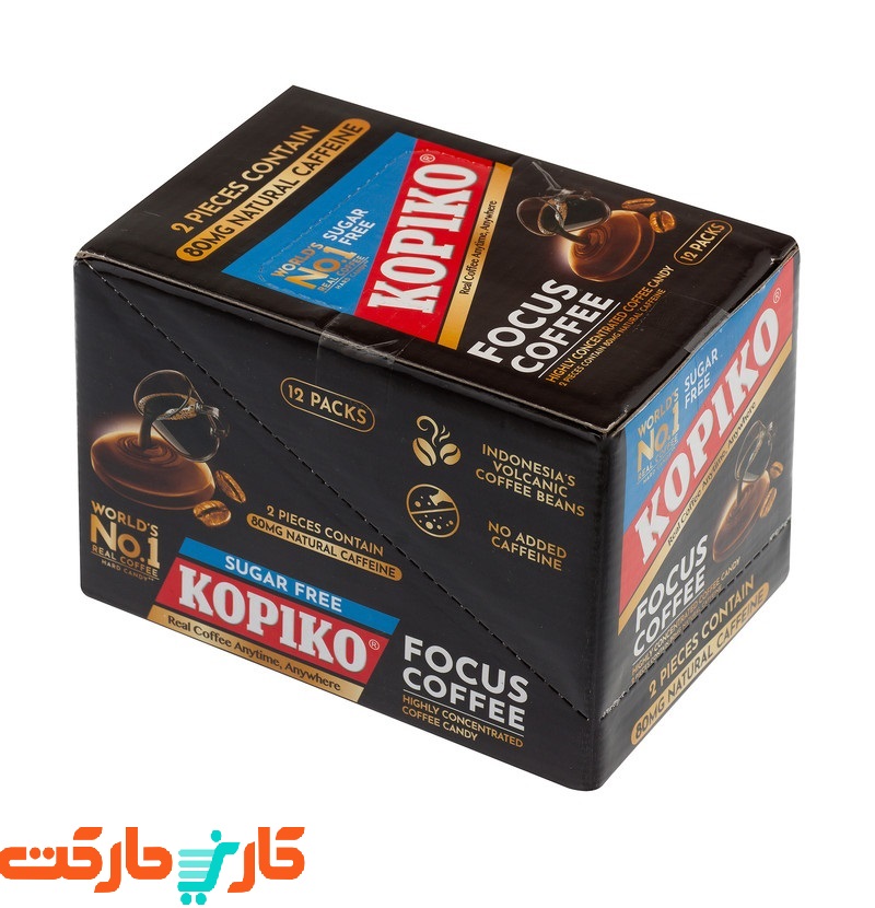 fuc12 بسته 12ورقی آبنبات قهوه کوپیکو بدون شکر فوکوس کافی KOPIKO Coffee Candy Suggar Free - تصویر 1