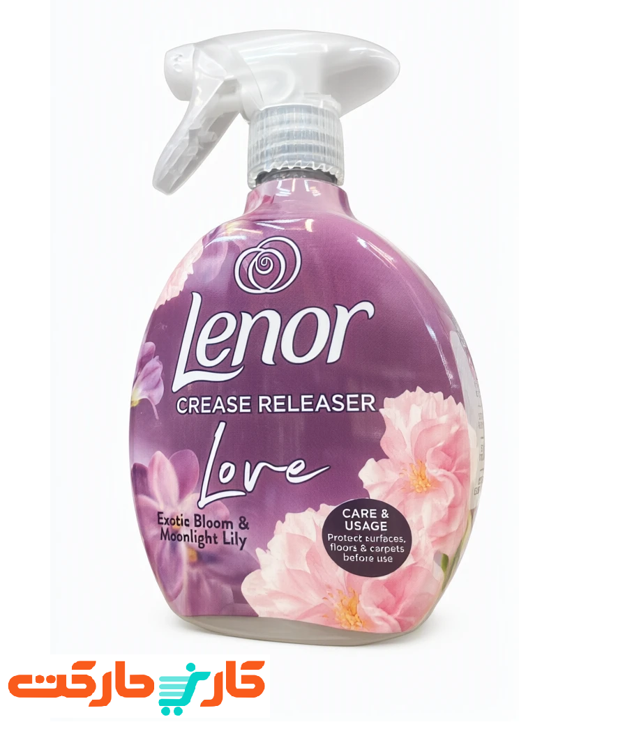 اسپری ضد چروک و خوشبوکننده لباس بنفش لنور (Lenor) مدل Exotic Bloom & Moonlight Lily حجم 500 میل