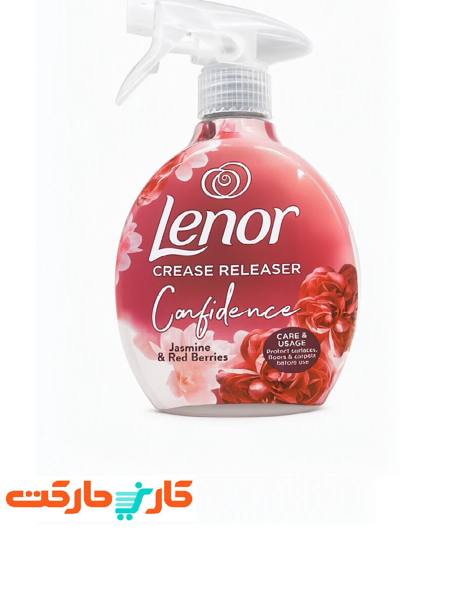 اسپری رفع چروک و خوشبوکننده لباس لنور (Lenor) مدل Confidence رایحه یاسمن و توت قرمز حجم 500 میلی‌لیتر